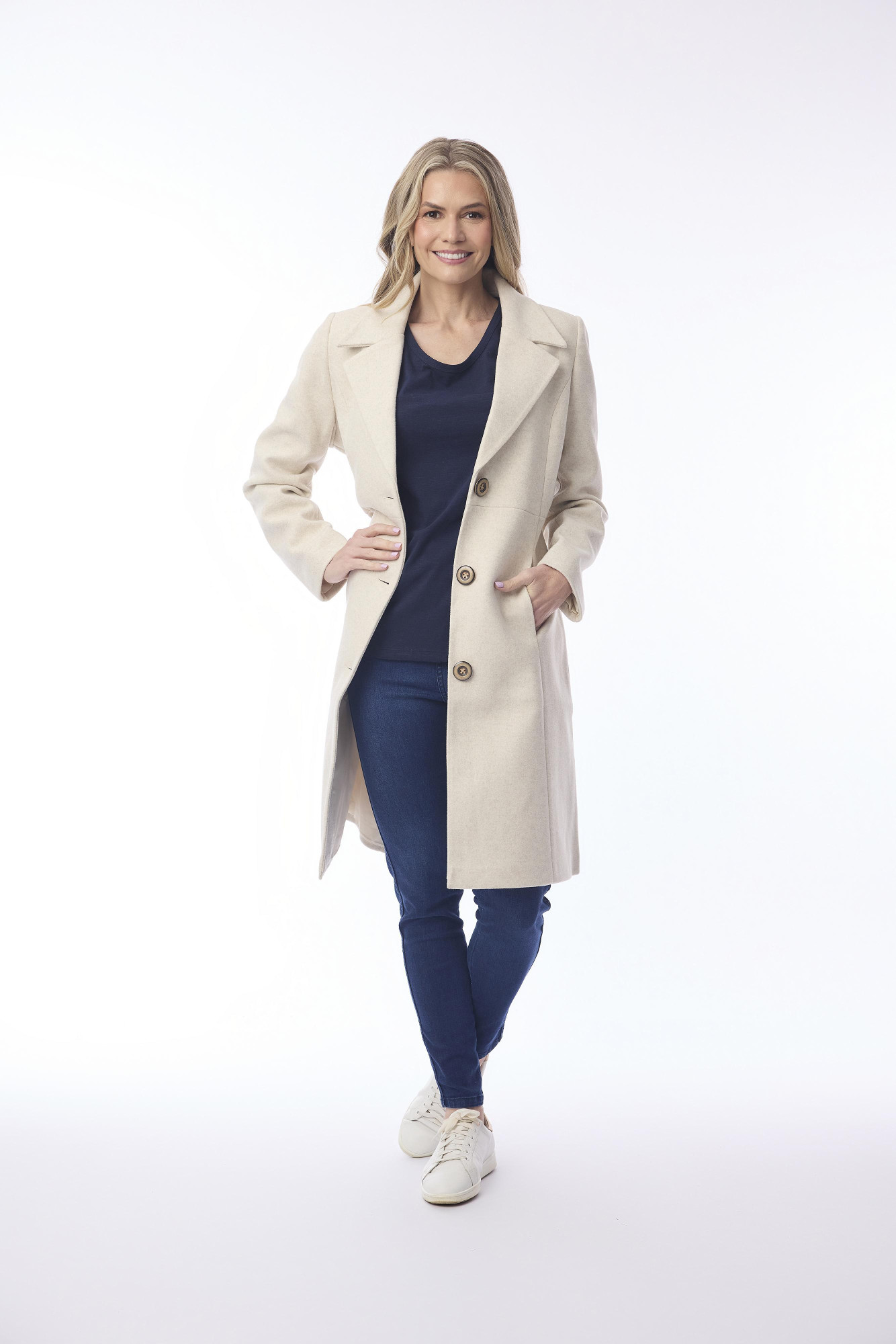 Coat 3 Button Beige