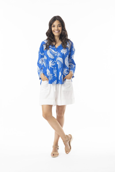 Comodoro Blue Top Collar Long Sleeve Blue