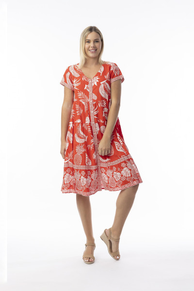 Comodoro Red Dress Layers Short Sleeve Red