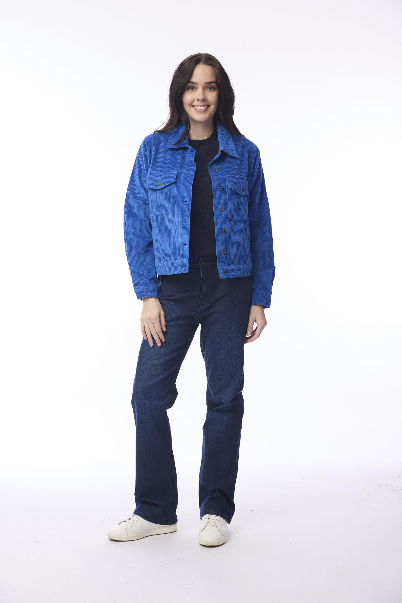 Cord Solid Biker Jacket Cobalt