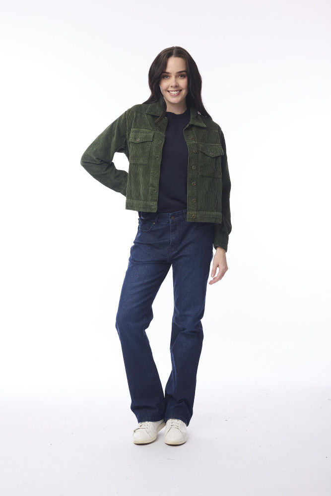 Cord Solid Biker Jacket Military