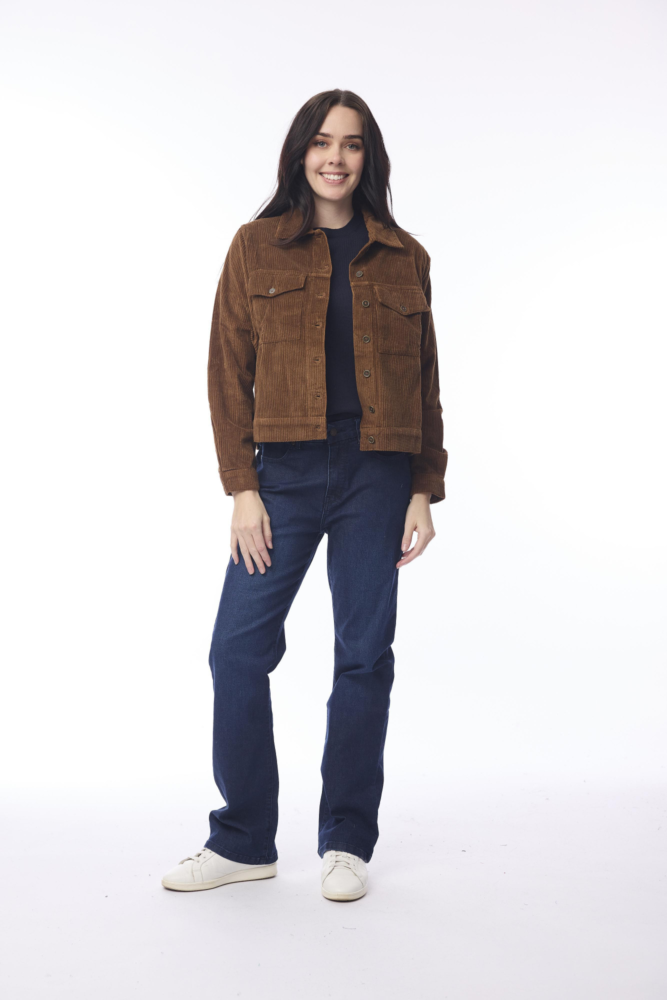 Cord Solid Biker Jacket Tan
