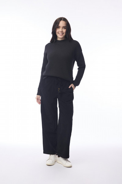 Cord Solid Pant Wide Leg Black