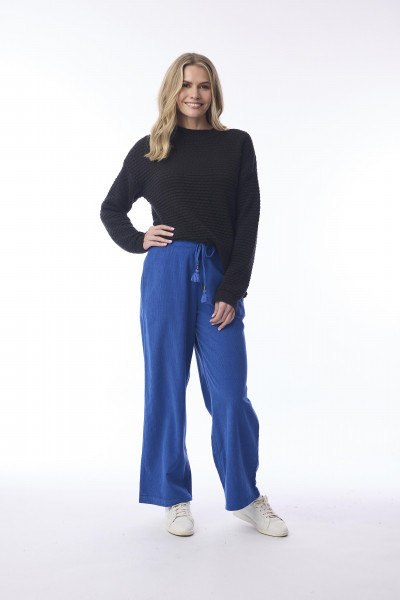 Cord Solid Pant Wide Leg Cobalt