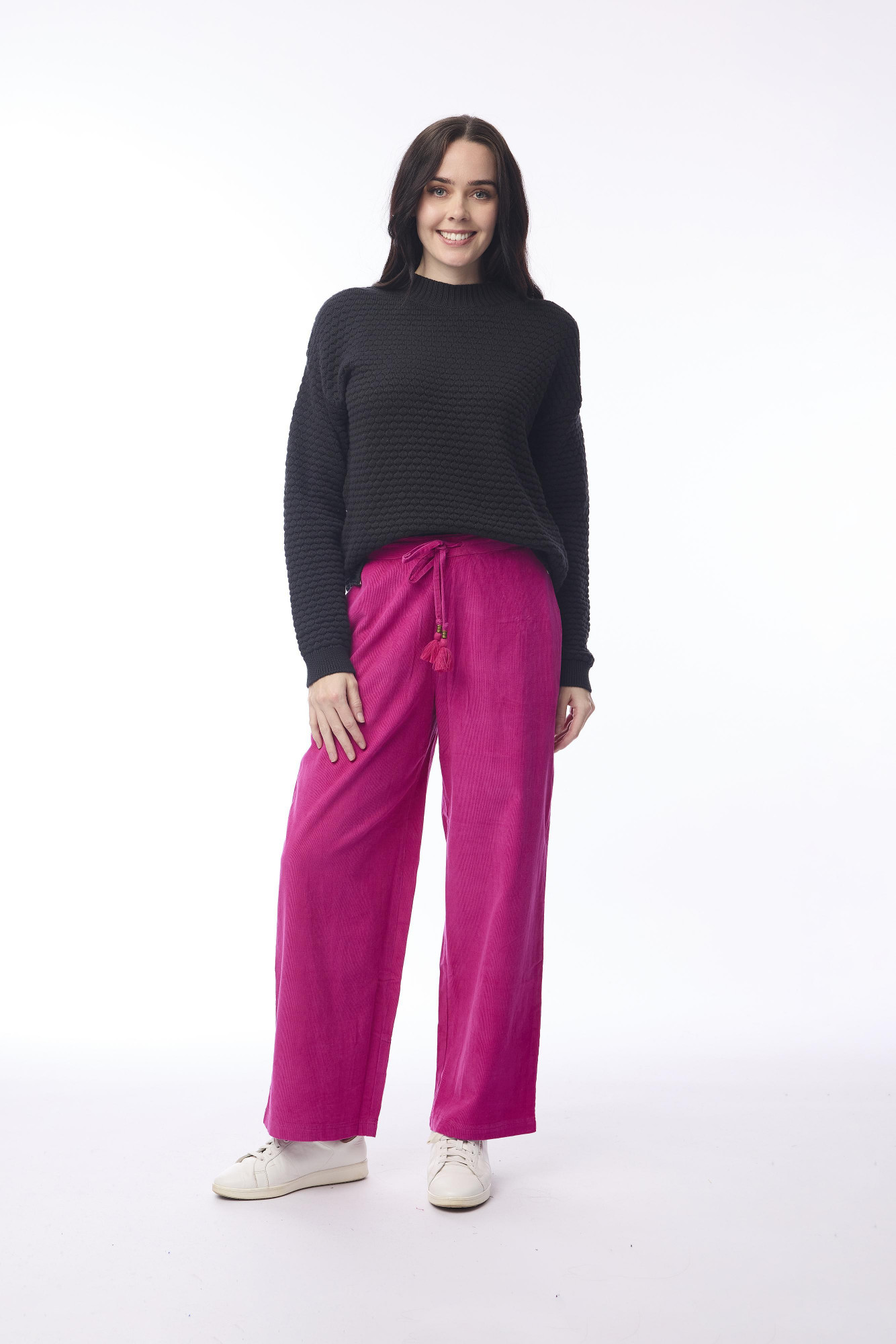 Cord Solid Pant Wide Leg Hot Pink
