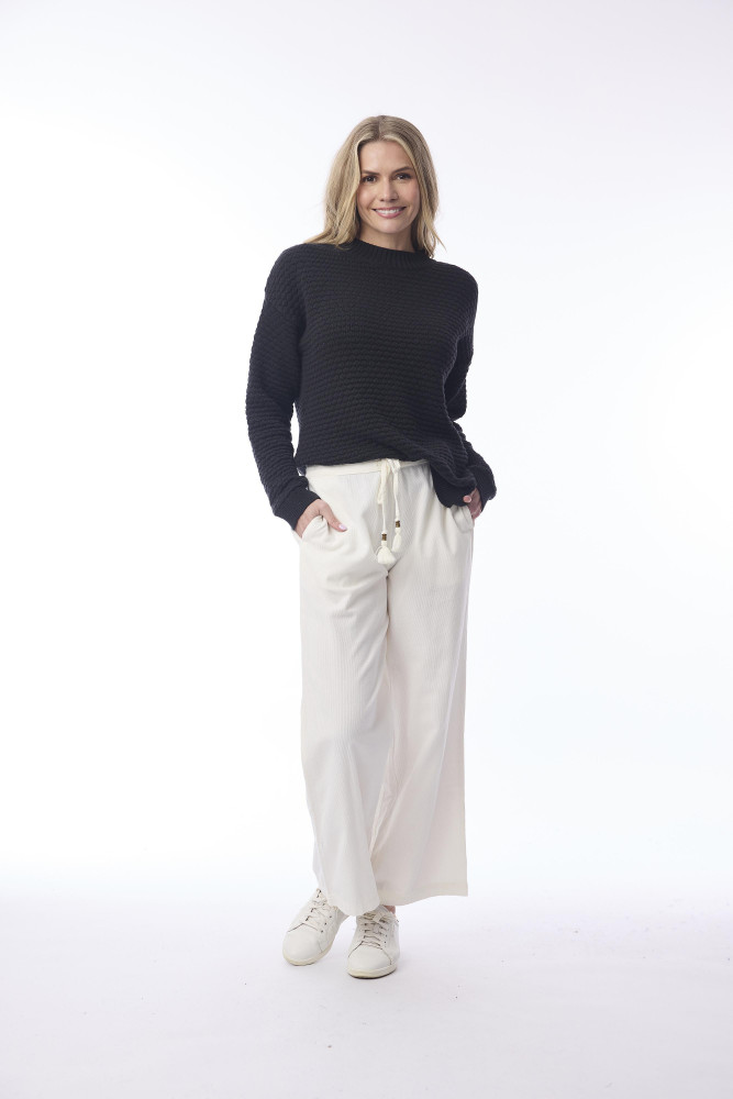 Cord Solid Pant Wide Leg Winter White