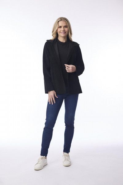 Cord Solid Shacket Black