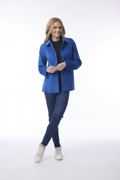 Cord Solid Shacket Cobalt