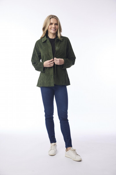 Cord Solid Shacket Military