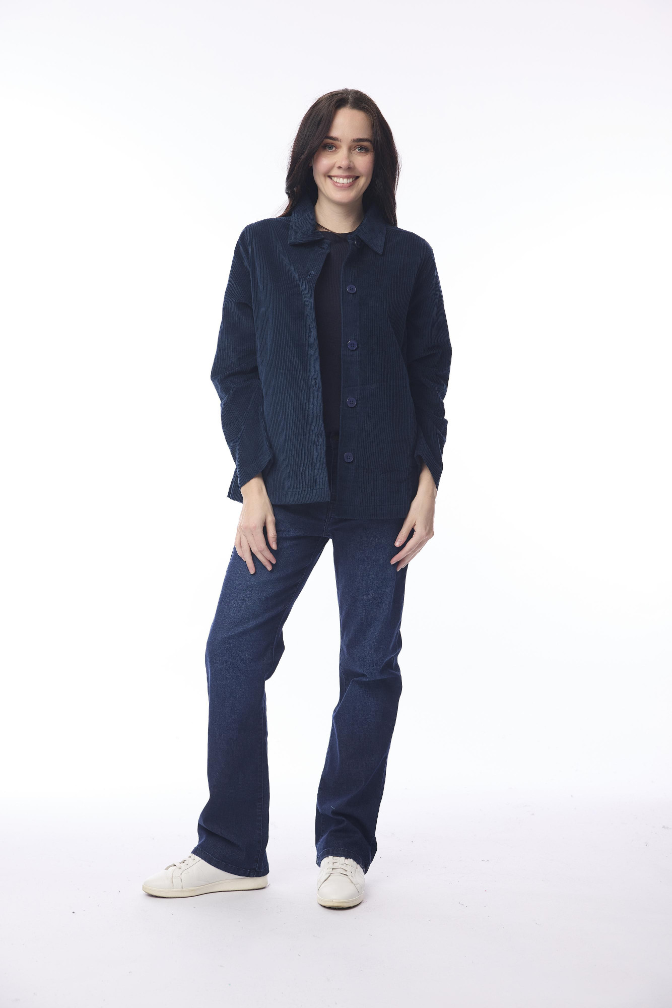 Cord Solid Shacket Navy