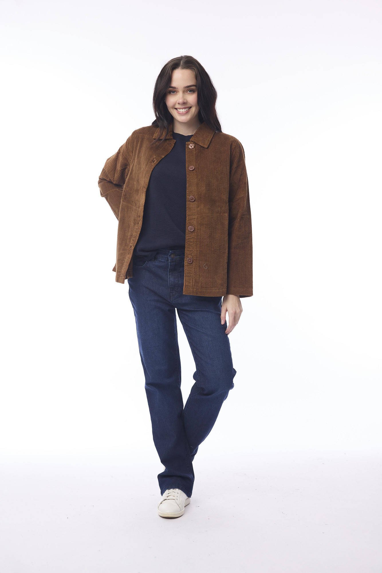 Cord Solid Shacket Tan