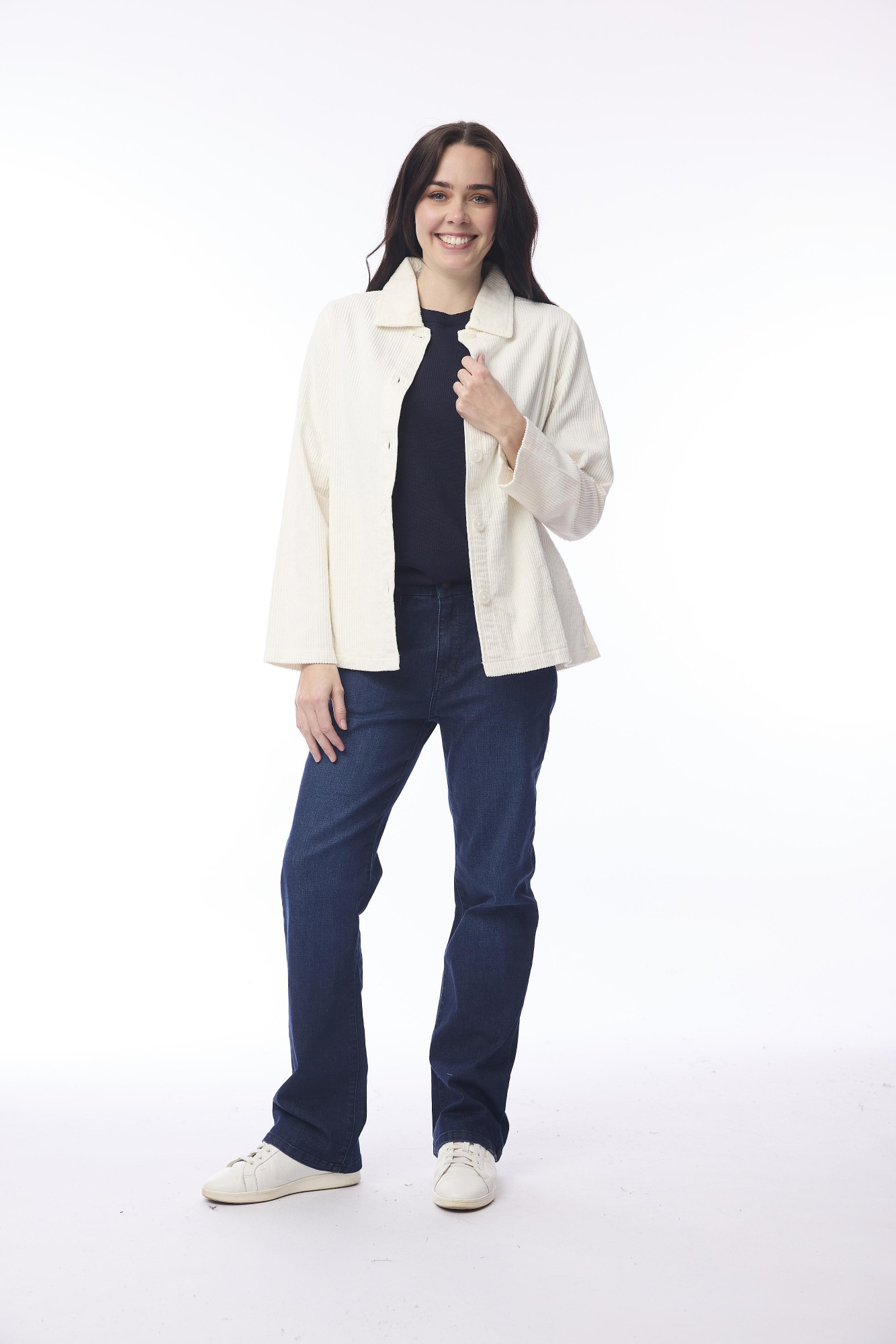 Cord Solid Shacket Winter White