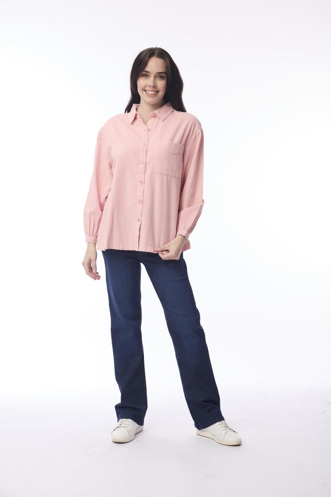 Cord Solid Shirt Blush Pink