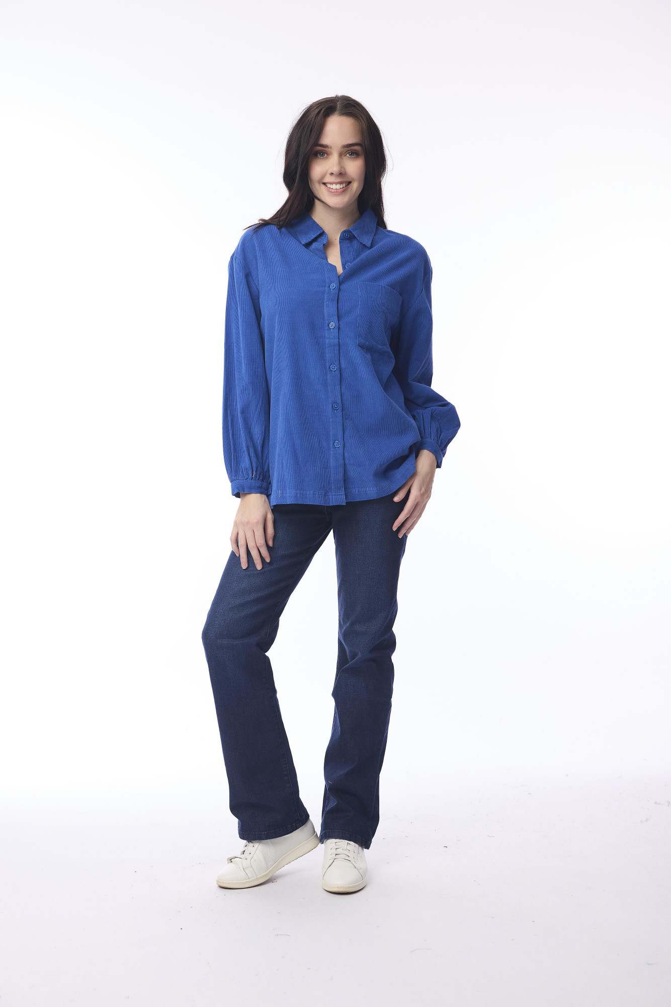 Cord Solid Shirt Cobalt
