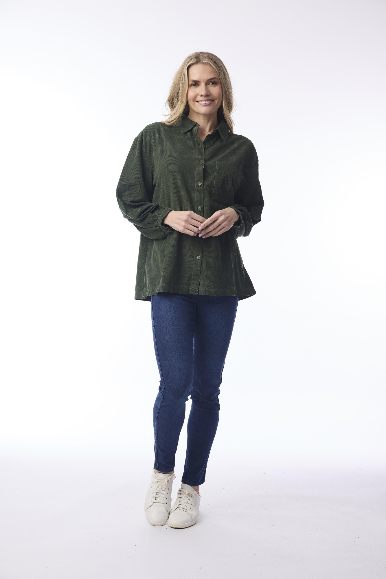 Cord Solid Shirt Military