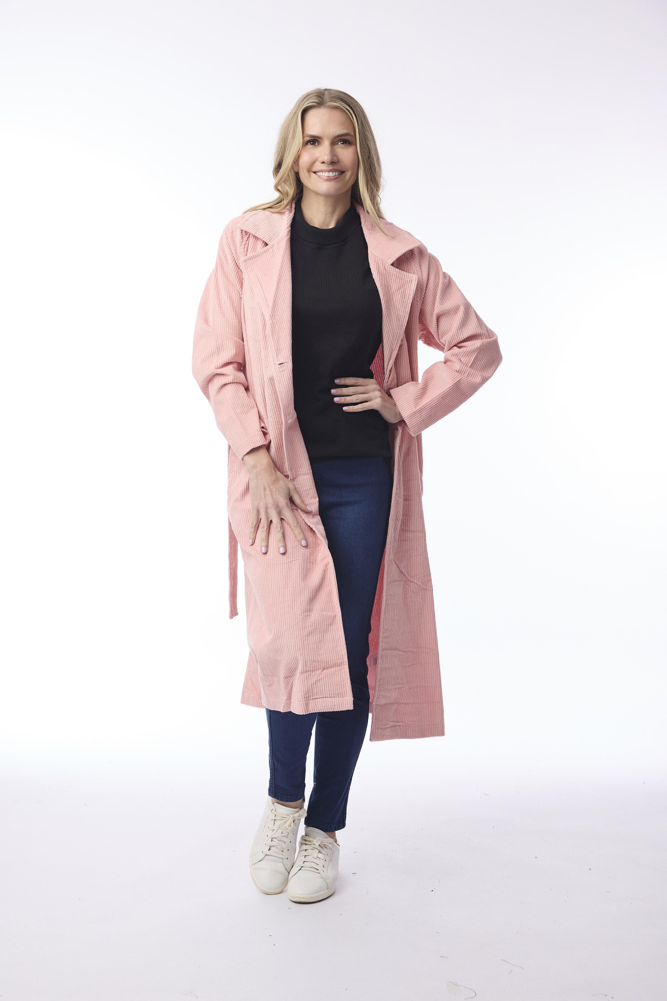 Cord Solid Trench Blush Pink
