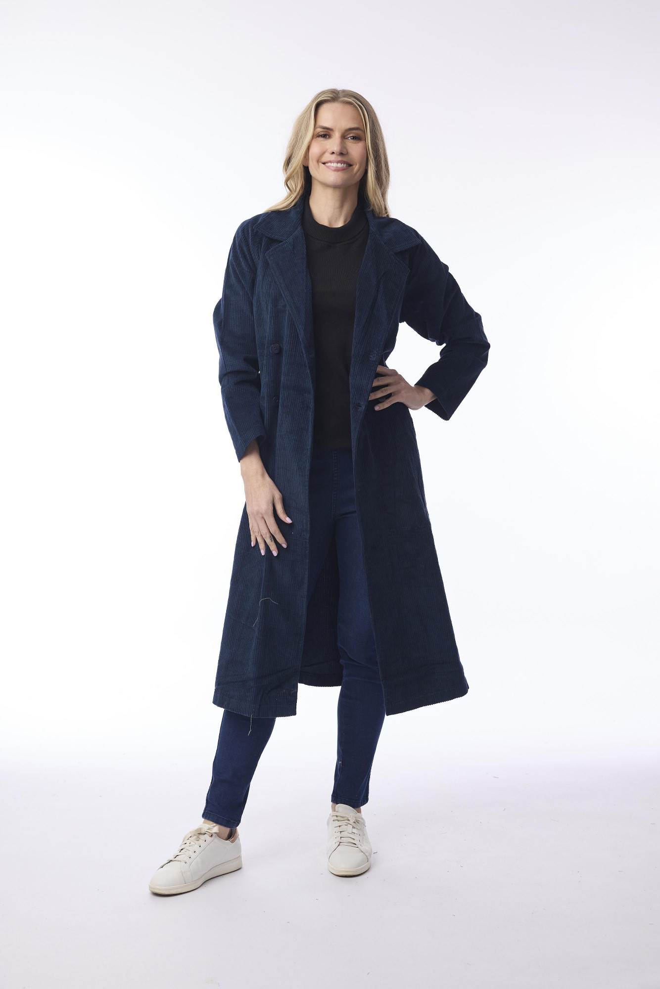 Cord Solid Trench Navy