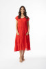 Cotton Gauze Essentials Dress Bias Pockets Red
