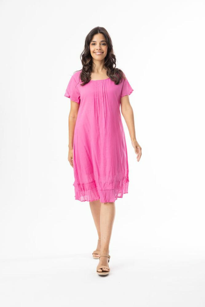 Cotton Gauze Essentials Dress Frill Hem PINK