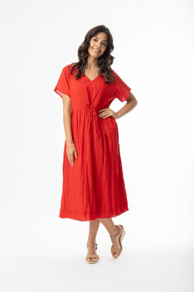 Cotton Gauze Essentials Dress Peak Red