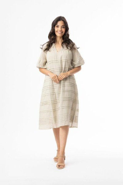 Cotton Gauze Essentials Dress Pleated Sand