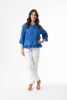 Cotton Gauze Essentials Top Buttonthrough Blue