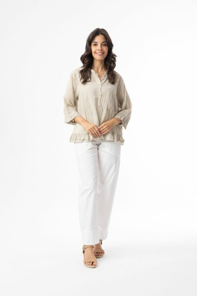 Cotton Gauze Essentials Top Buttonthrough Sand