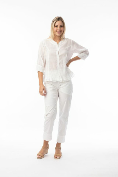 Cotton Gauze Essentials Top Buttonthrough White