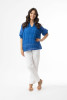 Cotton Gauze Essentials Top Pleated Blue