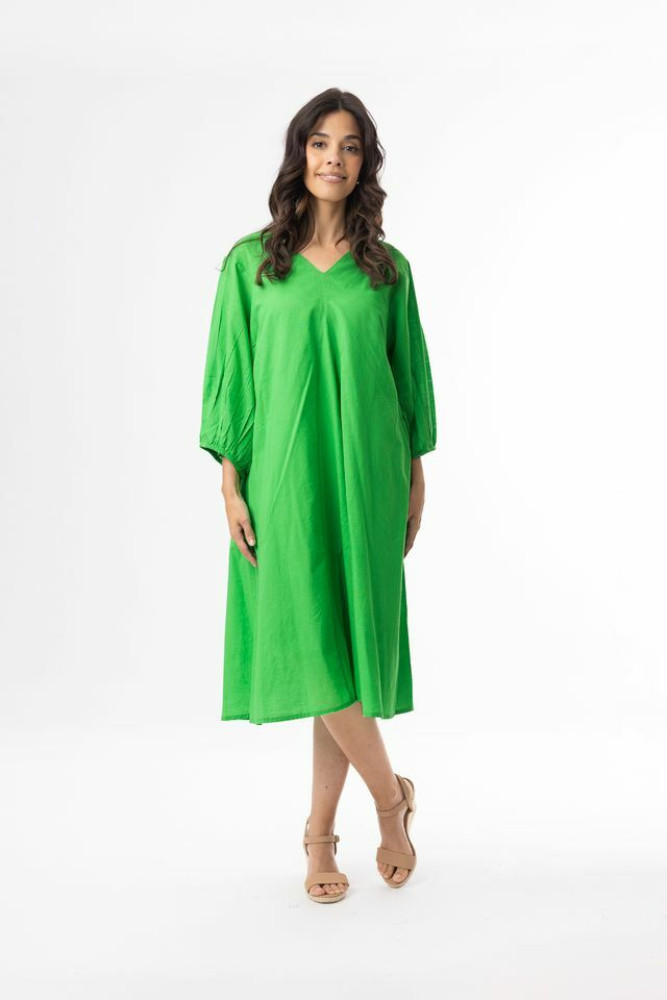 Cotton Slub Essentials Dress V Gusset Green