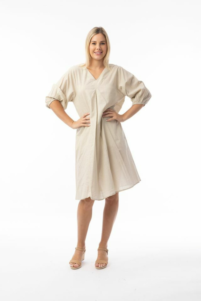 Cotton Slub Essentials Dress V Gusset Sand