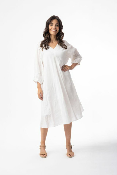 Cotton Slub Essentials Dress V Gusset White