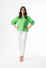 Cotton Slub Essentials Top Puff Sleeve Green
