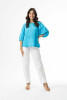 Cotton Slub Essentials Top Puff Sleeve Saffron