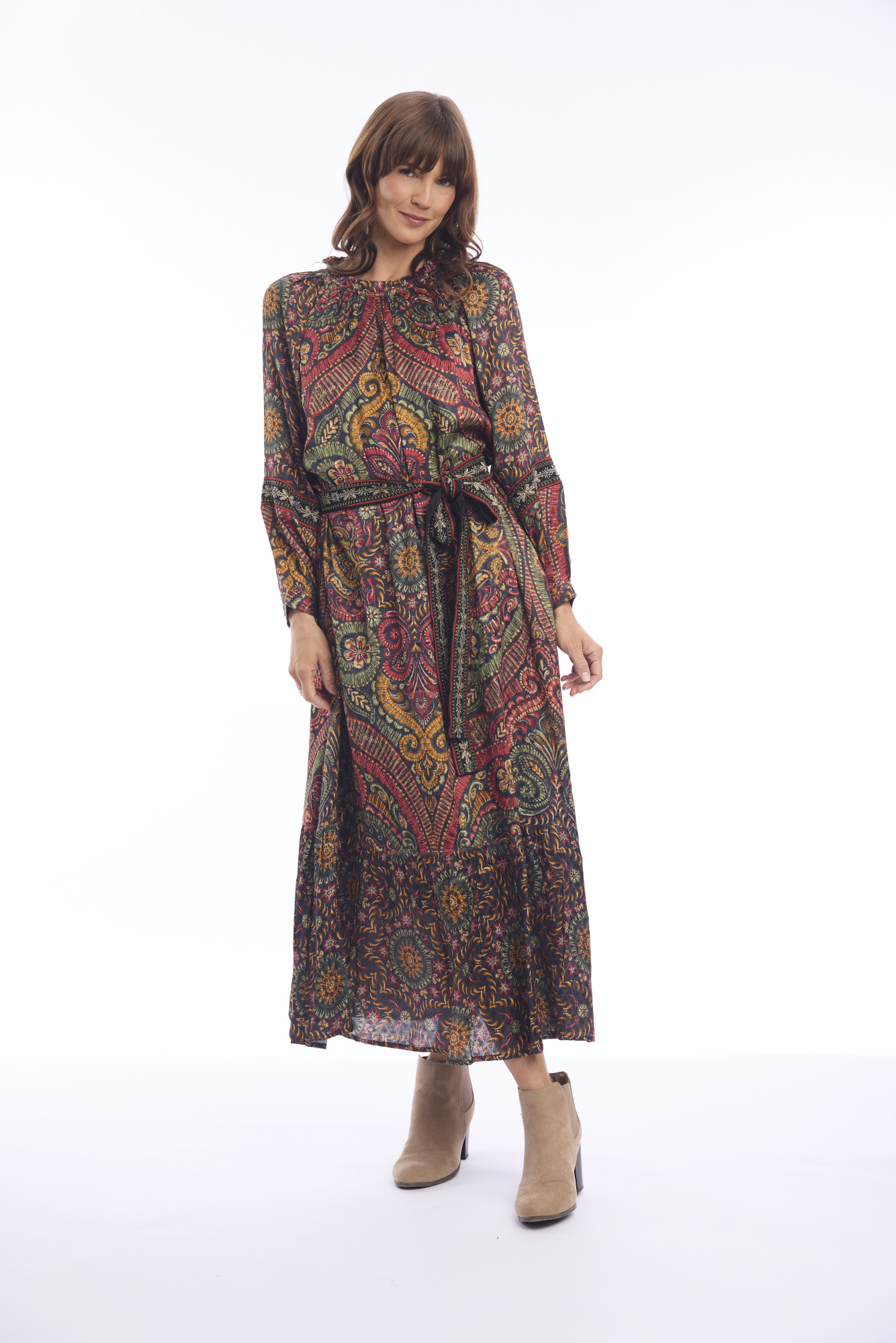 Crete Dress Maxi Tie Waist Print