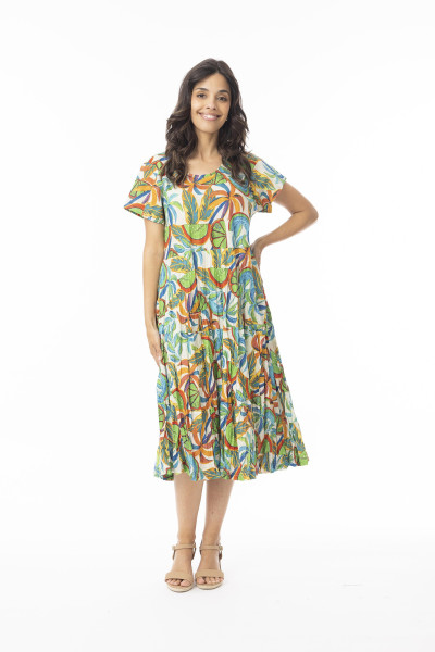 Curacao Dress Layers Short Sleeve Print