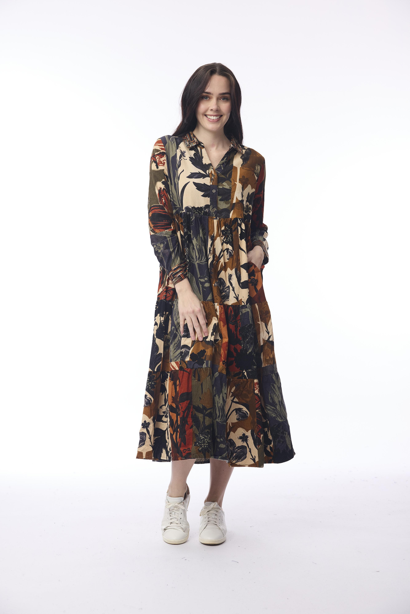 Dagomba Dress Midi Collar Print