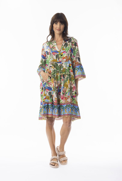Dani Dress Layered Frill Sleeve Print