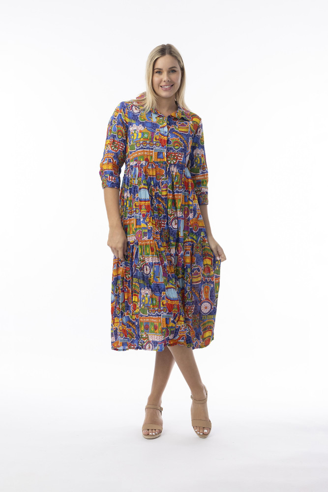 Dilli Dress Collar Buttonthrough Print