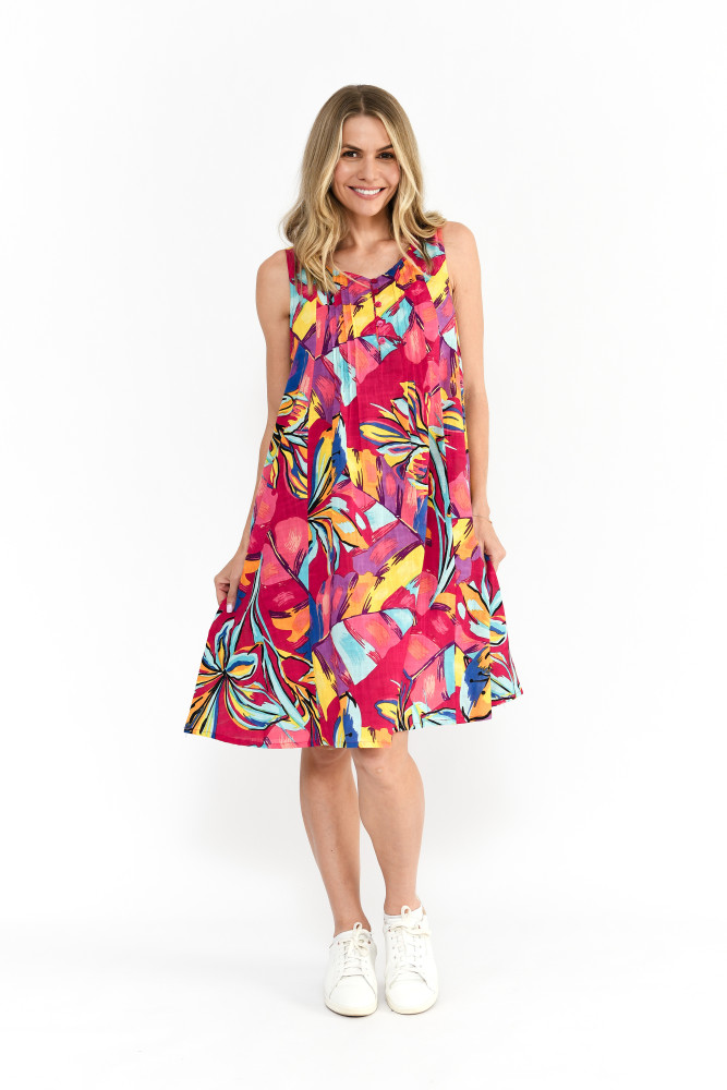 Dress Sleeveless Painted Tropcial 3
