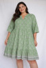 Beth Dress Pleated Drop Waist Palm Border Lime