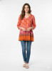Tina V neck Pleated Top 3/4 Sleeve Daisy 1