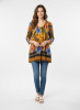 Tina V neck Pleated Top 3/4 Sleeve Palm Parrot 3
