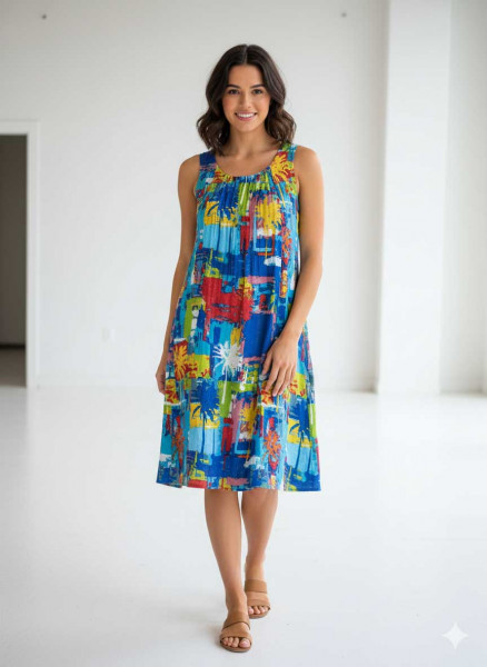 Dress Sleeveless painted Palms 3