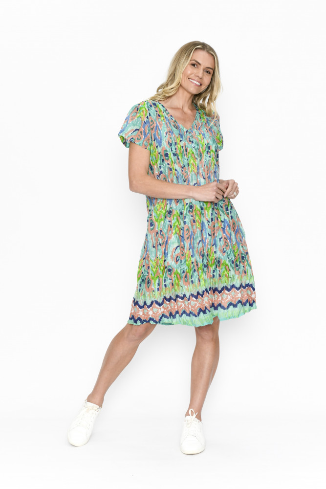 Nicola Dress Cap Sleeve Peacock 2