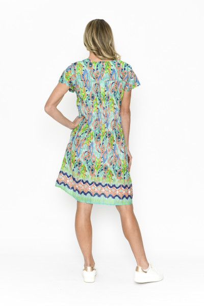 Nicola Dress Cap Sleeve Peacock 2