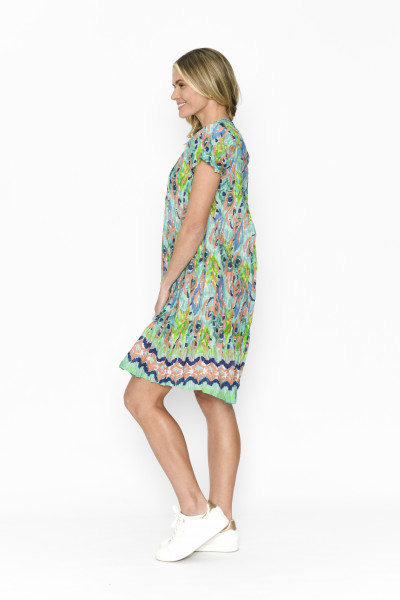 Nicola Dress Cap Sleeve Peacock 2