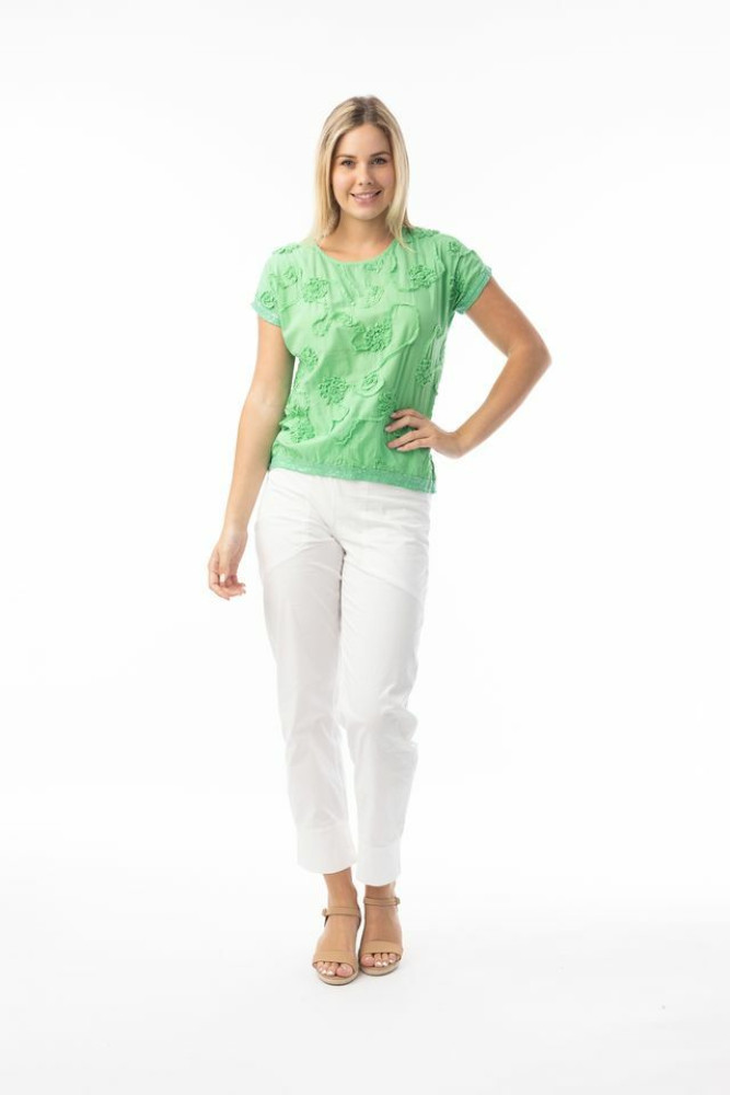 Embellished Tops Top Embellished Floral Green
