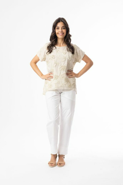 Embellished Tops Top Embellished Floral Sand