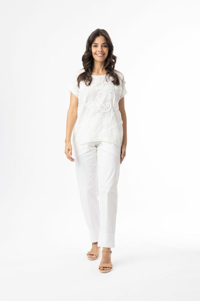 Embellished Tops Top Embellished Floral White